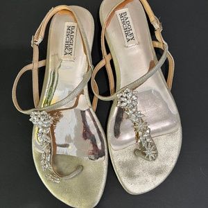 Badgley Mischka Glam Sparkle T-strap Gold Sandal